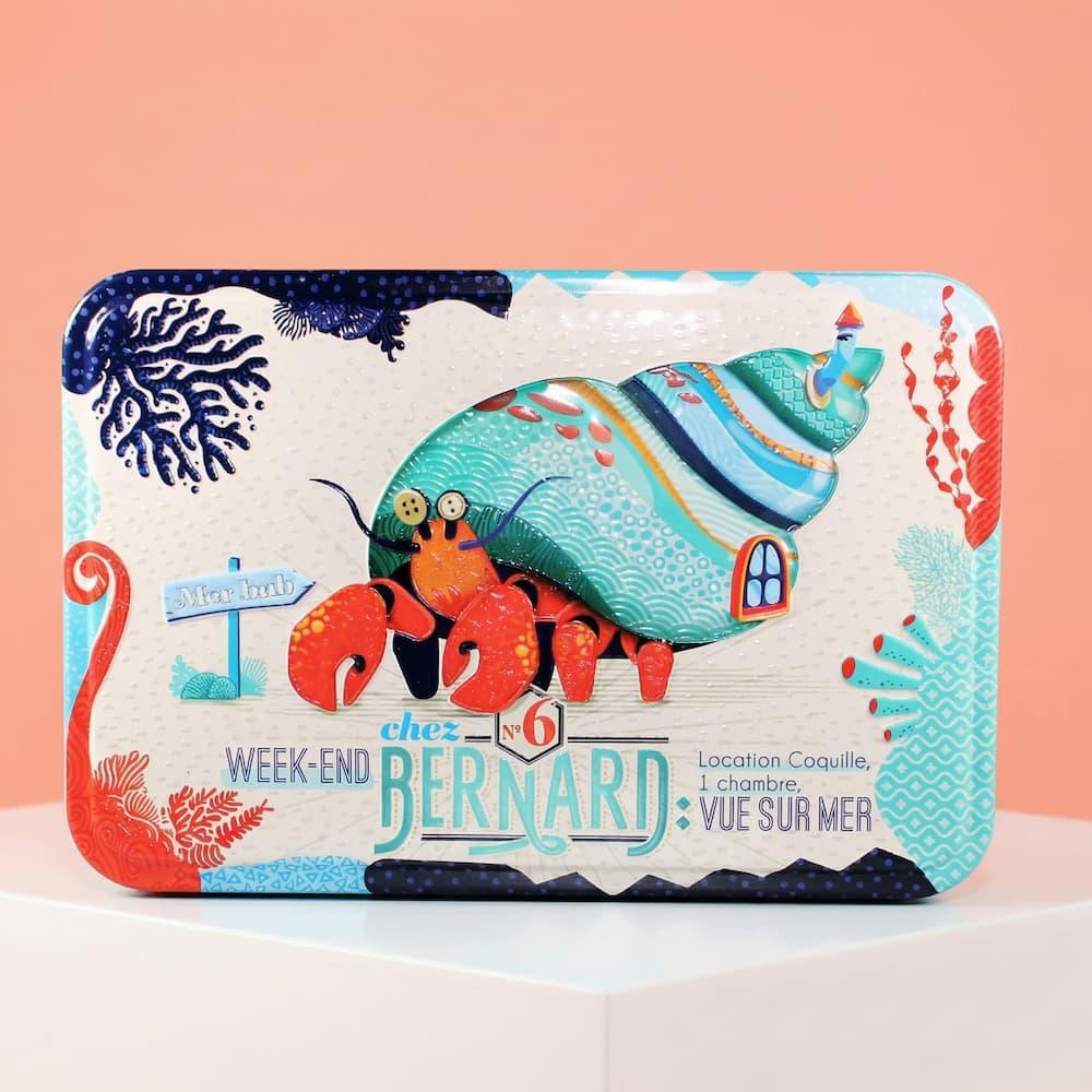 Bretonische Galettes und Palets "pur beurre" - Metalldosen 350g "Bernard l'Hermite" Atelier D