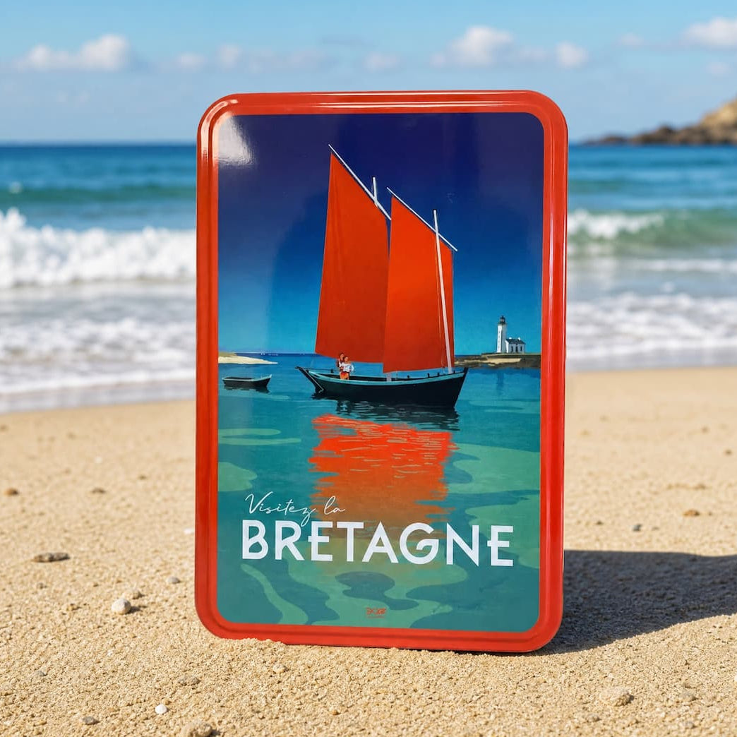 Bretonische Galettes und Palets "pur beurre" - Metalldosen 350g "Voile Rouge" Atelier D