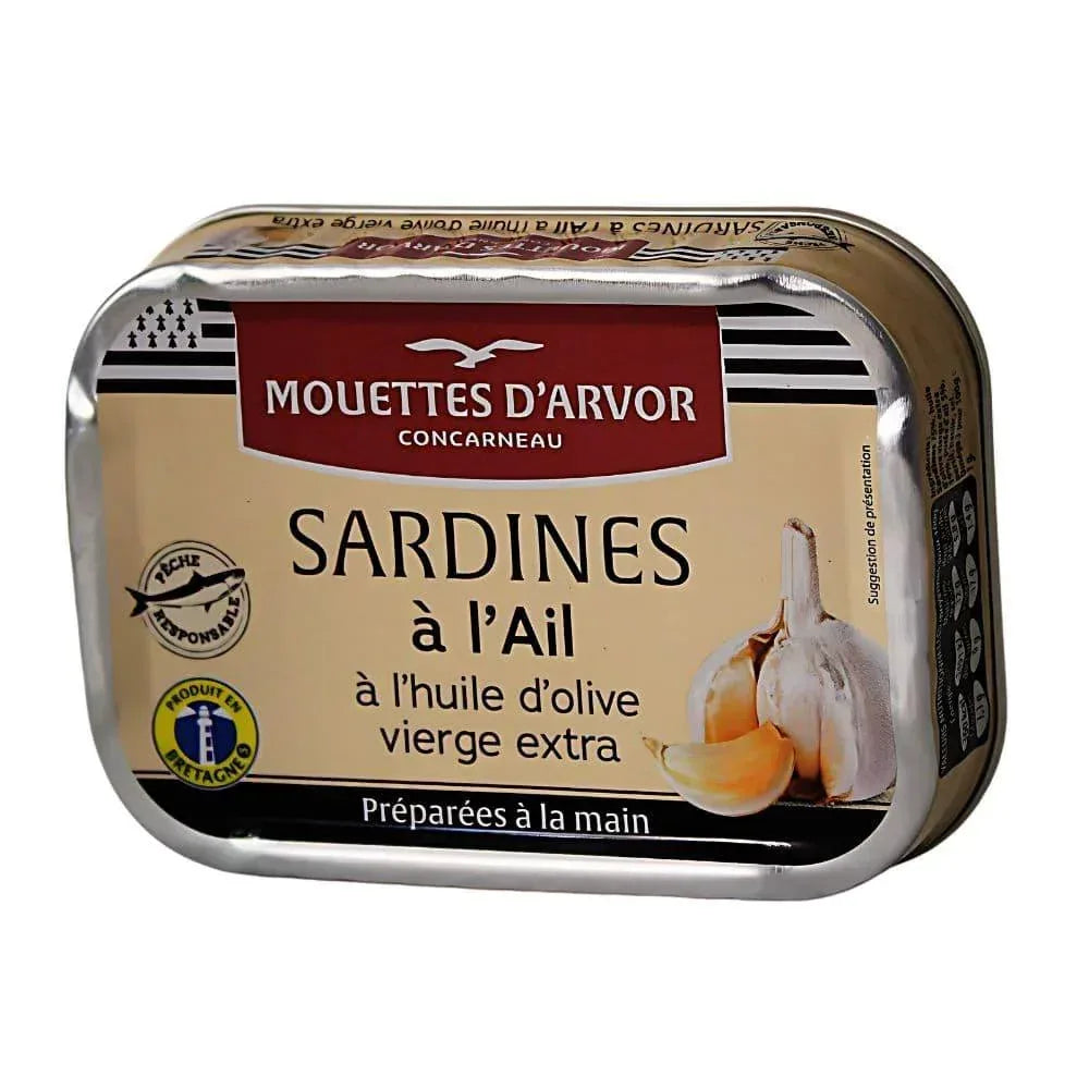 Sardinen mit Knoblauch und Olivenöl Extra Vergine Mouettes Arvor