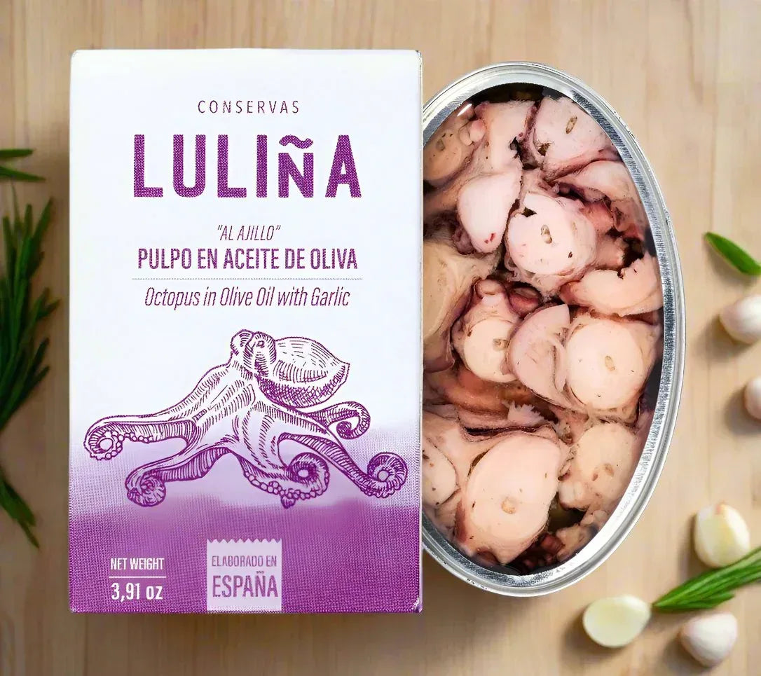 Oktopus aus Galizien in Olivenöl mit Knoblauch Conservas Lulina