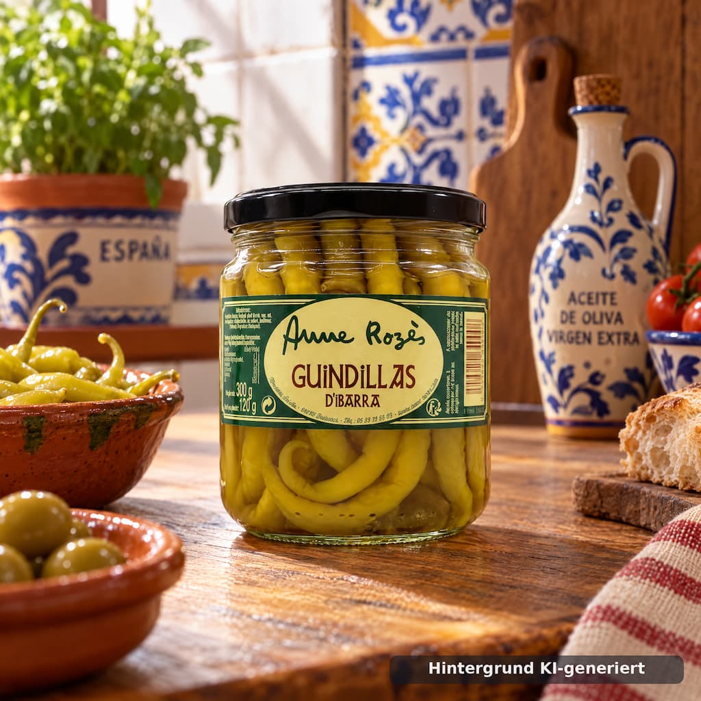 Guindillas d'Ibarra - milde grüne Peperoni aus dem Baskenland 300g Anne Rozes
