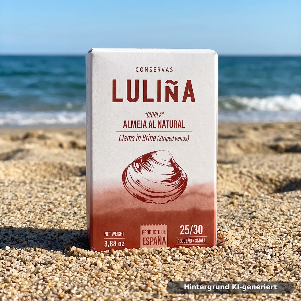 Almejas al Natural – Venusmuscheln in Salzlake, 25/30 Stück Conservas Lulina
