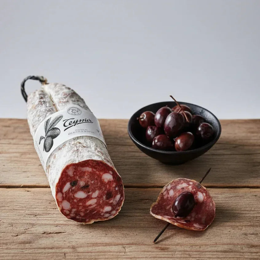 Saucisson d'Ardèche mit Nyons Oliven 200-250g - Teyssier Salaisons - Maître Philippe & Filles