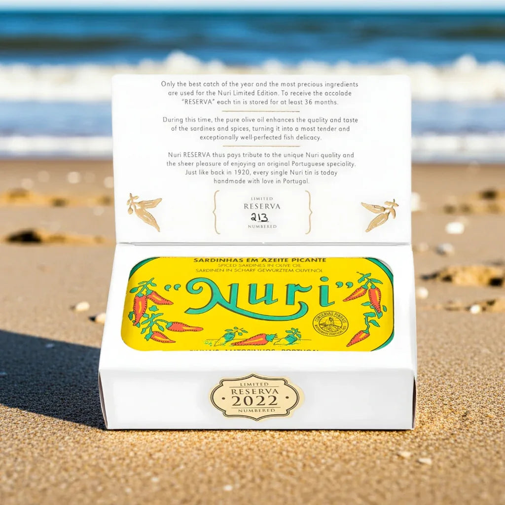 NURI Reserva 2022 – Spiced Sardines in Olive Oil (Pikante Jahrgangssardine) Nuri