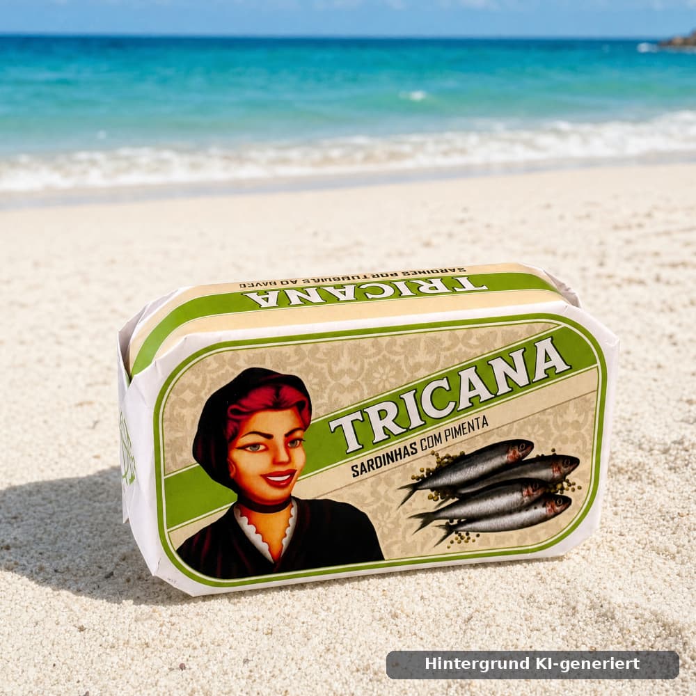 Sardinhas com Pimenta – Sardinen mit Pfeffer in Olivenöl 120g Tricana