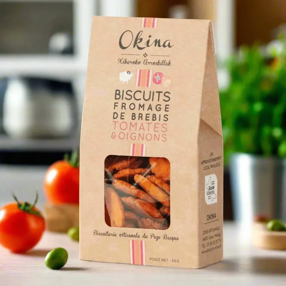 Biscuits mit Schafskäse aus Baskenland, Tomaten und Zwiebeln - Okina - Maître Philippe & Filles