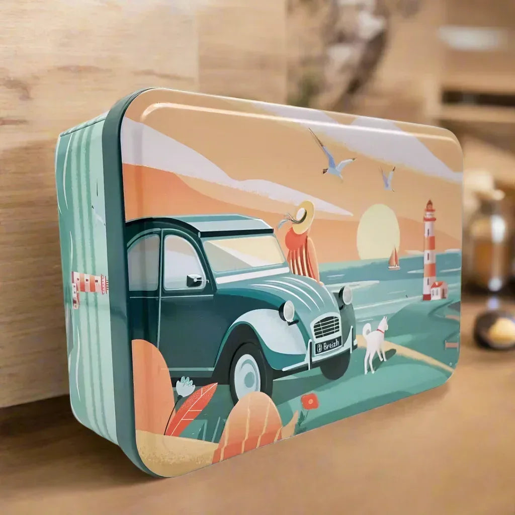 Bretonische Galettes und Palets "pur beurre" - Metalldosen 350g "La 2CV Verte" Atelier D