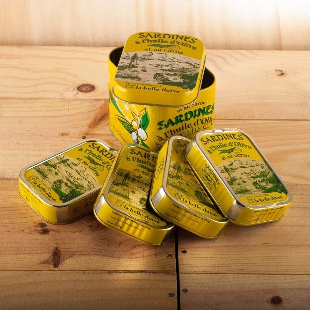 Metalldose mit 4 x Sardine mit Zitrone und Olivenöl Belle Iloise