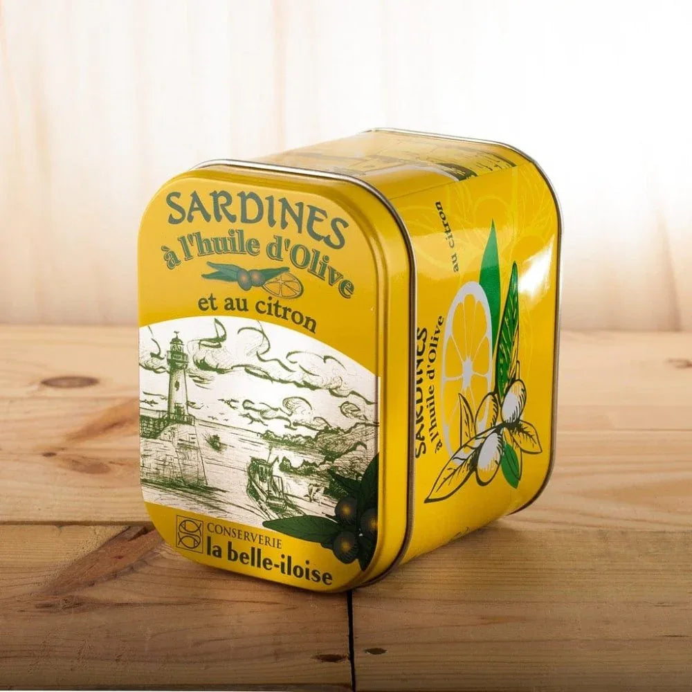 Metalldose mit 4 x Sardine mit Zitrone und Olivenöl Belle Iloise