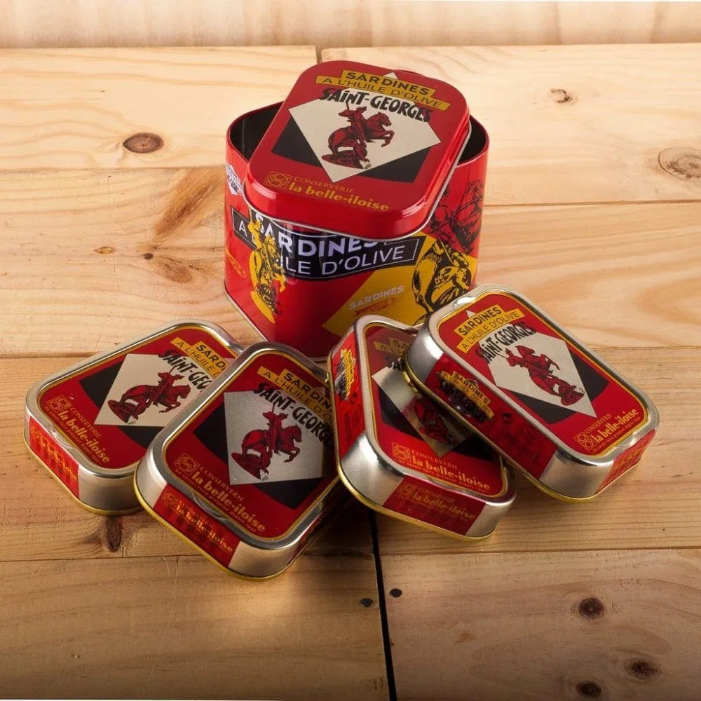 Metalldose mit 4 x Sardinen Saint-Georges Belle Iloise
